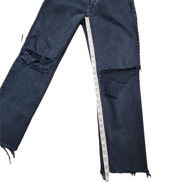Redone High Rise Distressed Jean Washed Black Rip Size 27 - Picture 4 of 9